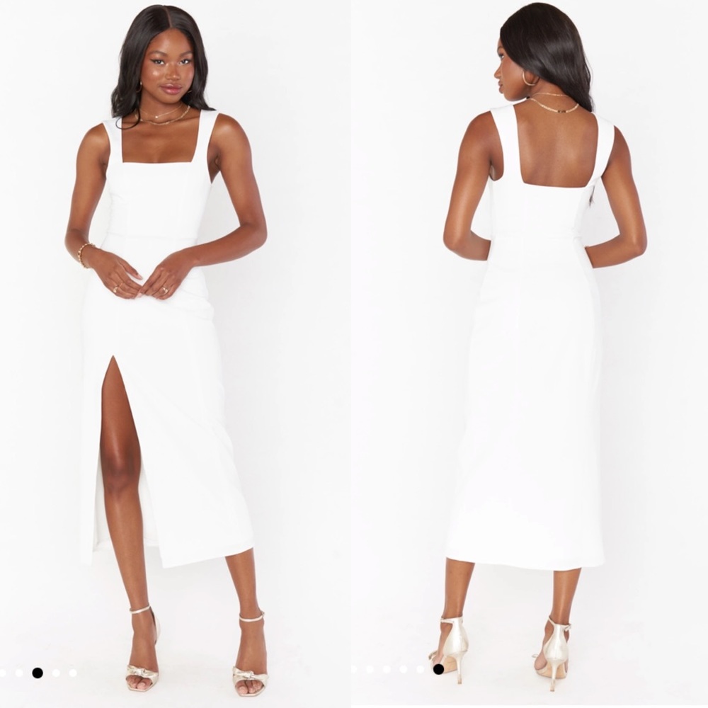Show Me Your Mumu Eden Midi Dress White Stretch  XS